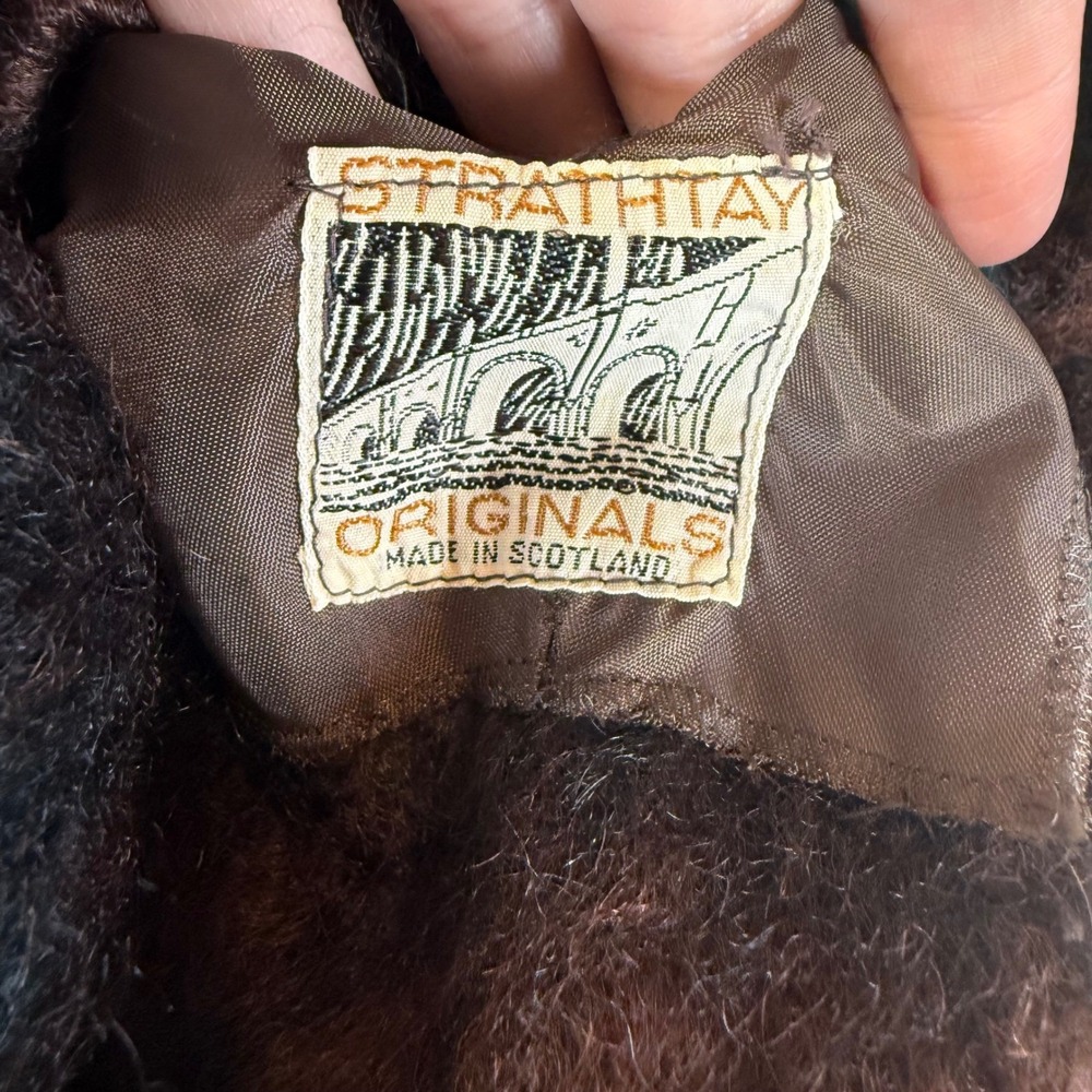 Strathtay Originals Vest Womens M? Green Brown Striped Mohair Fringe Scotland EX - Picture 5 of 7